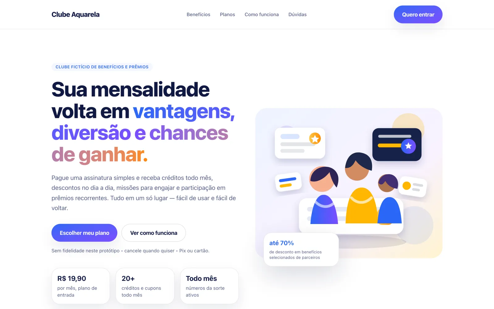 Exemplo de site promocional white-label criado na Clavora